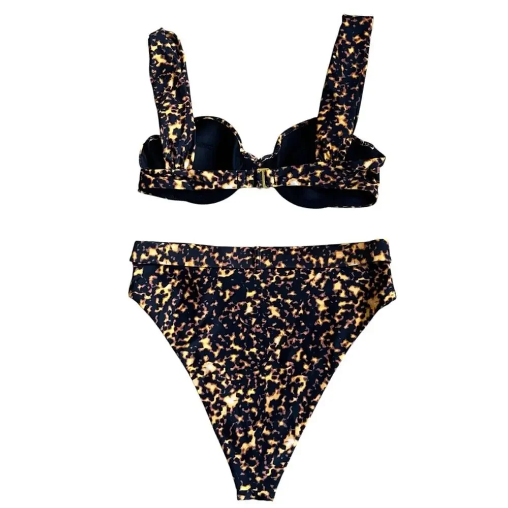 WeWoreWhat Women’s Sz XS Tortoise Shell Bikini Set Emily Claudia High Rise